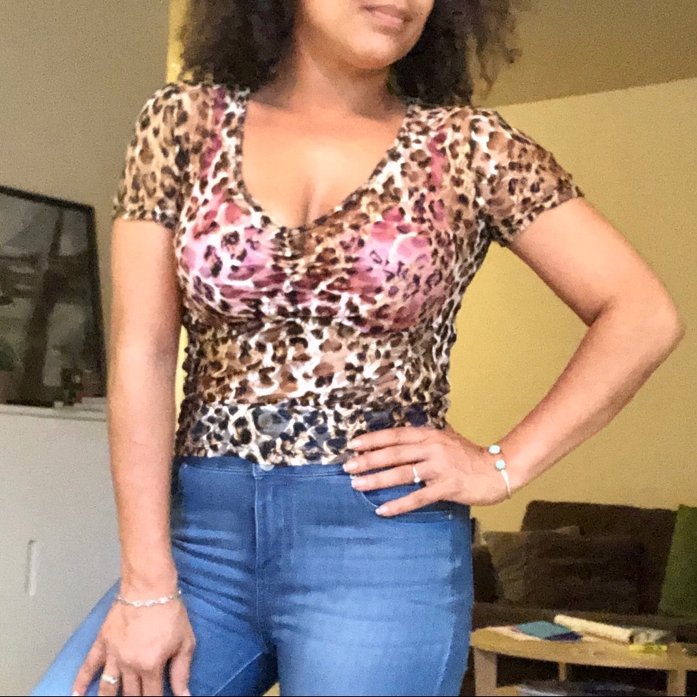 Sheer leopard print mesh top, NEW! - Picture 8 of 8